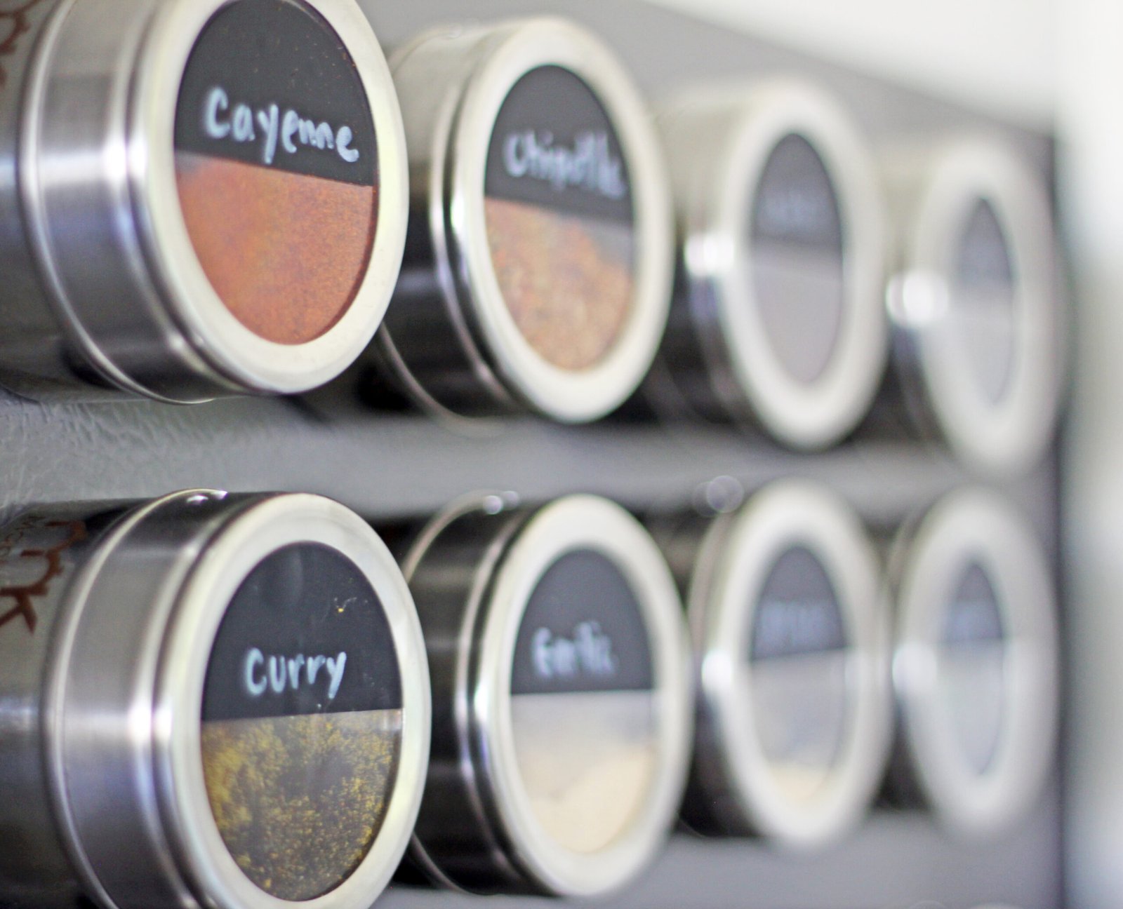 labels on a spice rack
